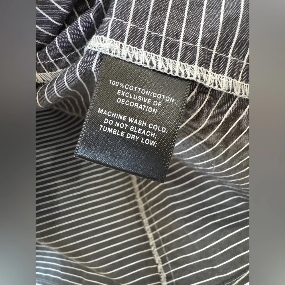 lafayette 148 Gray White‎ Stripe Collar Button Down Top Size 14 - Picture 4 of 6